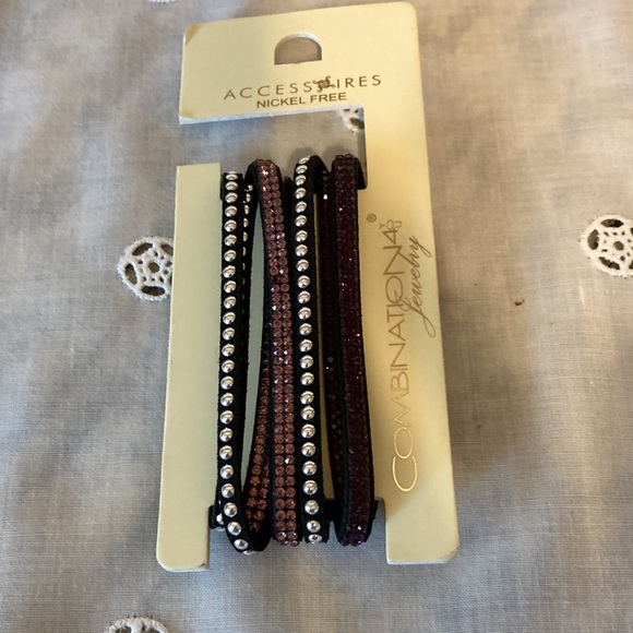 Wrap around bracelet NWT with studs. Black and purple - Picture 2 of 5